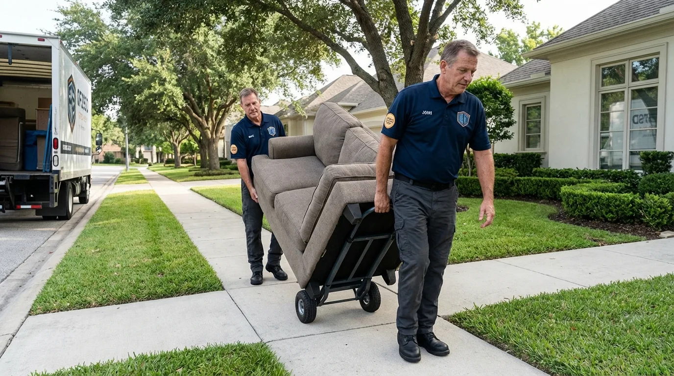 Local residential moving crew loading furniture in Thornton, CA